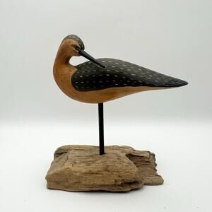 Spence Bennett 2008 Signed Dowitcher Nautical Driftwood Shore Bird Carved Signed